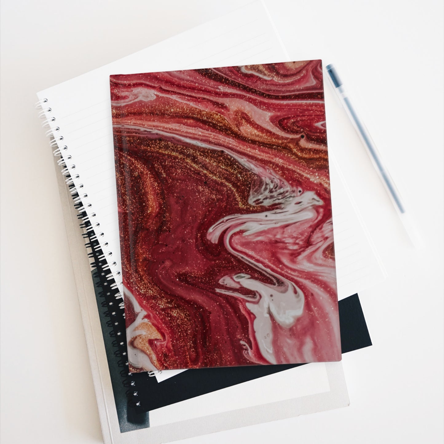 Elegant Marble Red and Gold Design Journal/Sketchbook - Blank, Artistic Notebook, Gift for Writers, Daily Reflection, Doodles