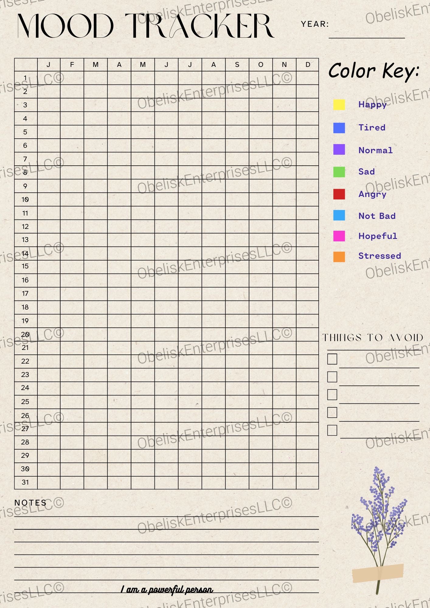 Mood Tracker Bundle – Daily, Weekly & Yearly Reflections for Deeper Emotional Awareness