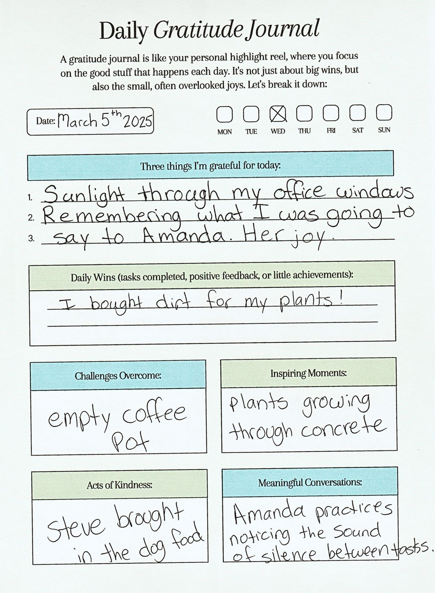 Daily Gratitude Journal Template - Daily Wins & Inspiration