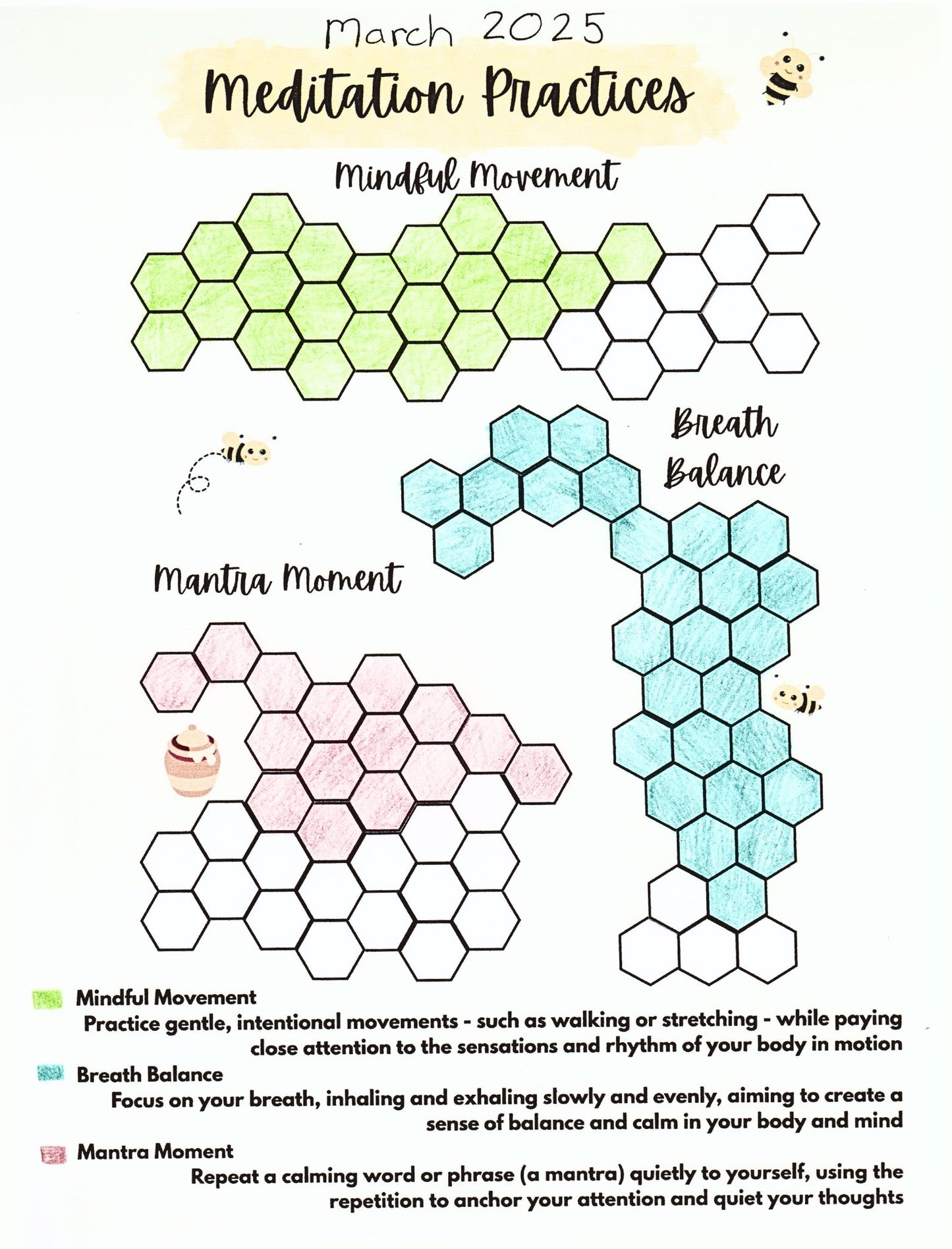 Bee Mindfulness Meditation Template – Honeycomb Practices for Calm & Balance