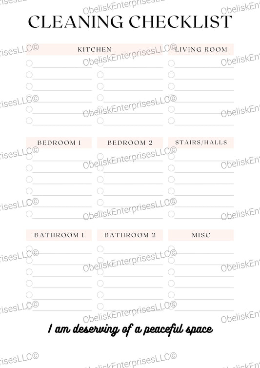 Cleaning Checklist Template - Tidy Every Zone, Your Way