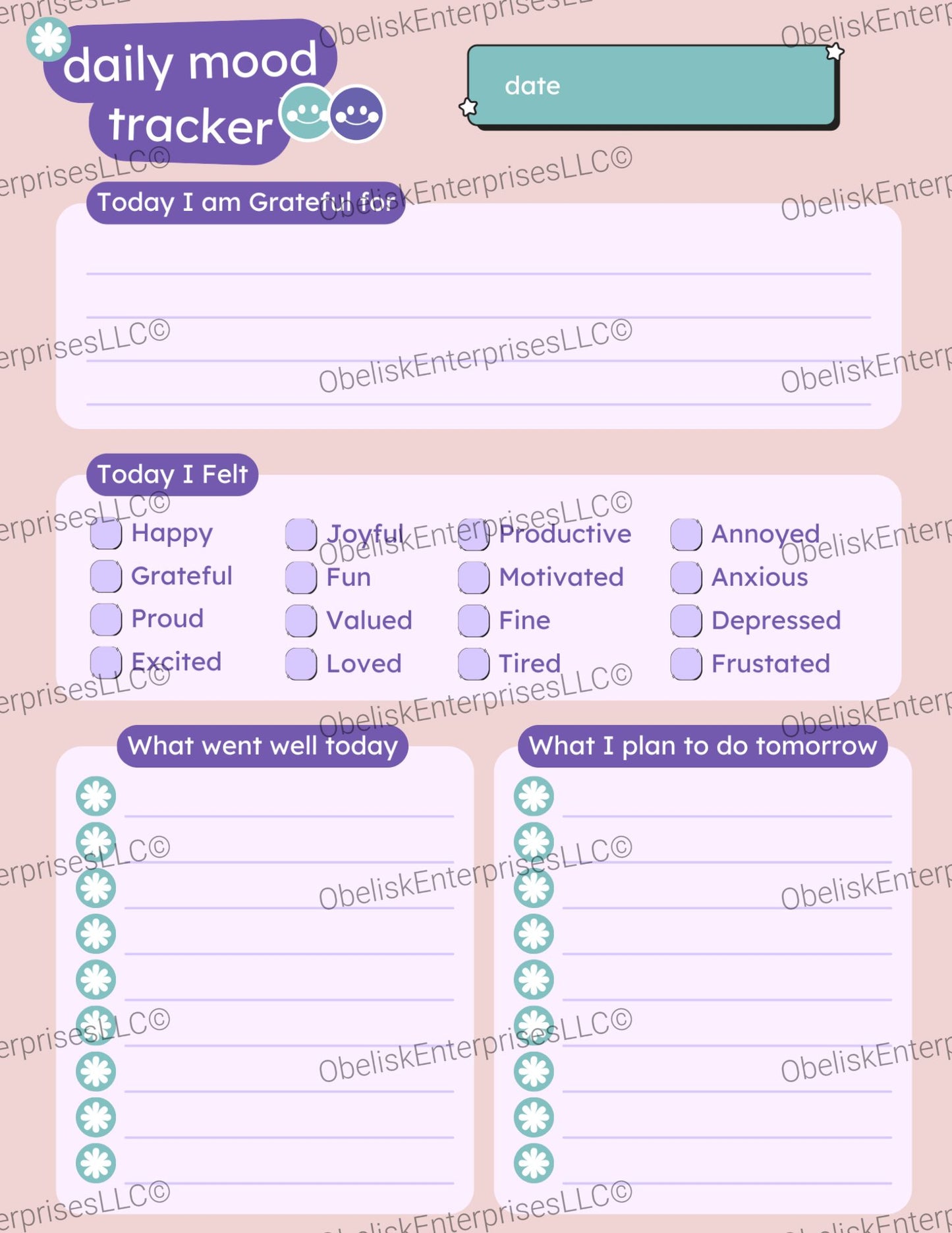 Mood Tracker Bundle – Daily, Weekly & Yearly Reflections for Deeper Emotional Awareness