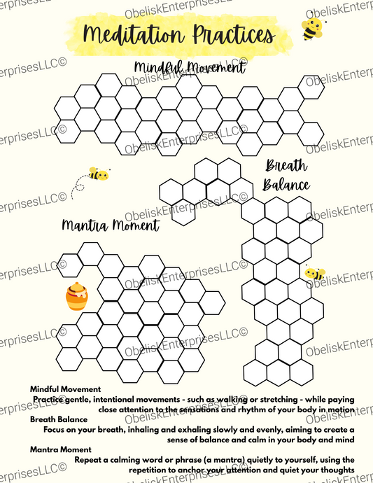 Bee Mindfulness Meditation Template – Honeycomb Practices for Calm & Balance