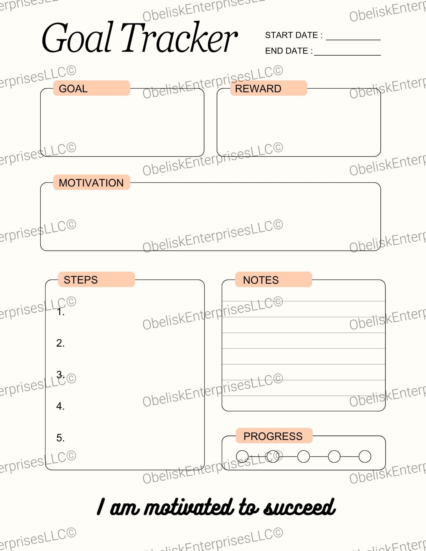 Goal Tracker Template - Set Goals, Stay Motivated & Celebrate Progress