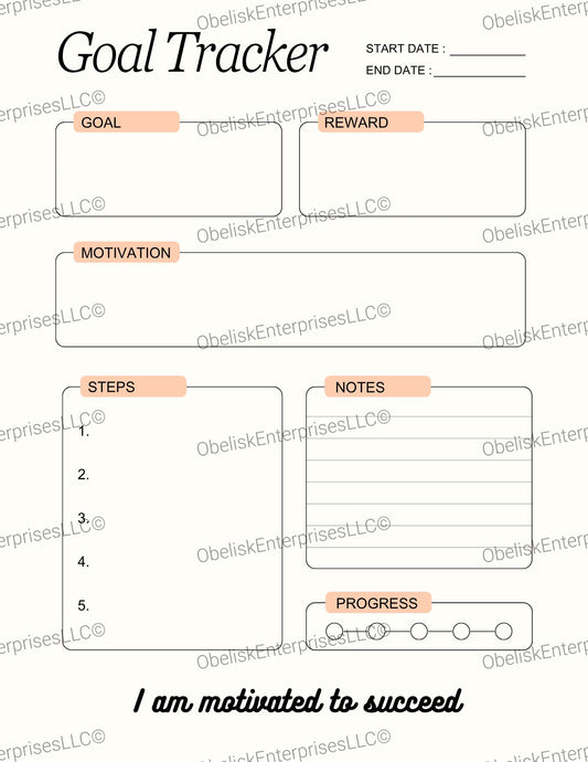 Goal Tracker Template - Set Goals, Stay Motivated & Celebrate Progress